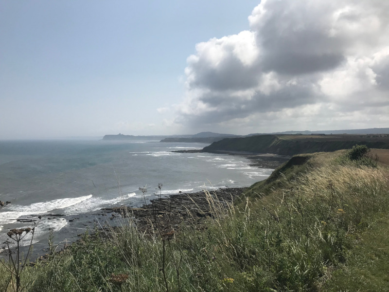 The Scarborough Castle horizon bump is a little larger in this picture of sea and cliffs.