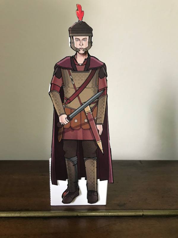 Paper Doll of Rory Williams dressed as a Roman Centurion.