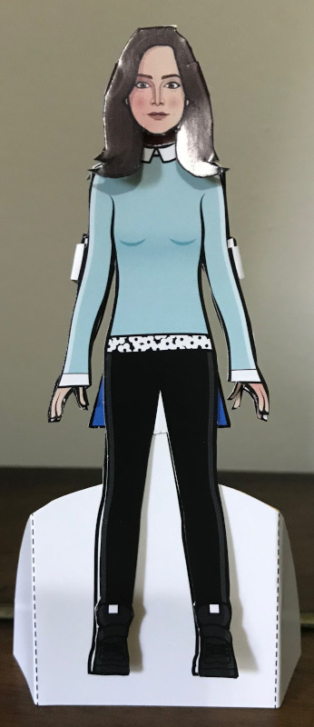 Clara paper doll in the outfit she wore in Face the Raven.