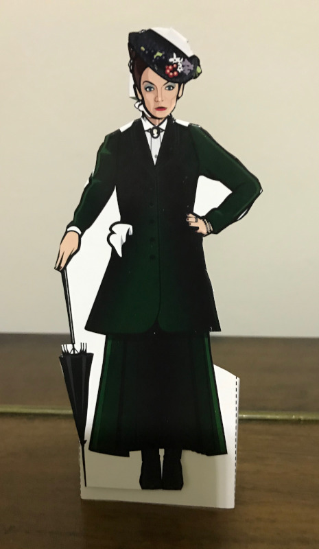 Missy paper doll in her full Mary Poppins outfit complete with hat and umbrella.