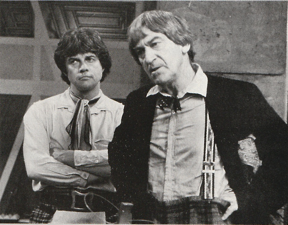 Black and White photo of the Second Doctor and Jamie from The Two Doctors.
