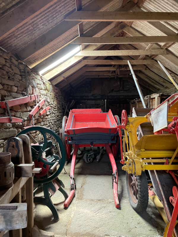 A red open-topped wagon.
