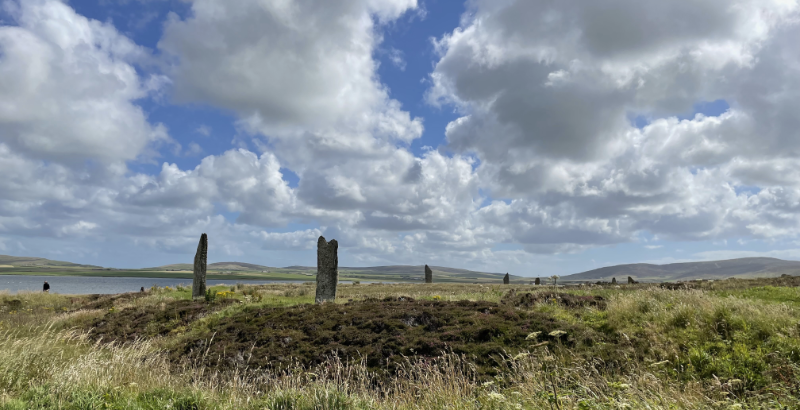 Curve of a stone circle and a ditch on the left.