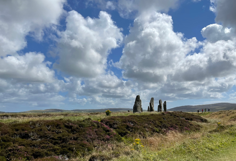 Four standing stones and a ditch.