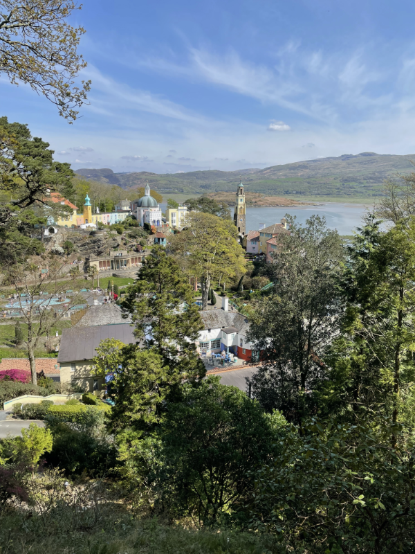 Looking down on Portmeirion from hillside.
