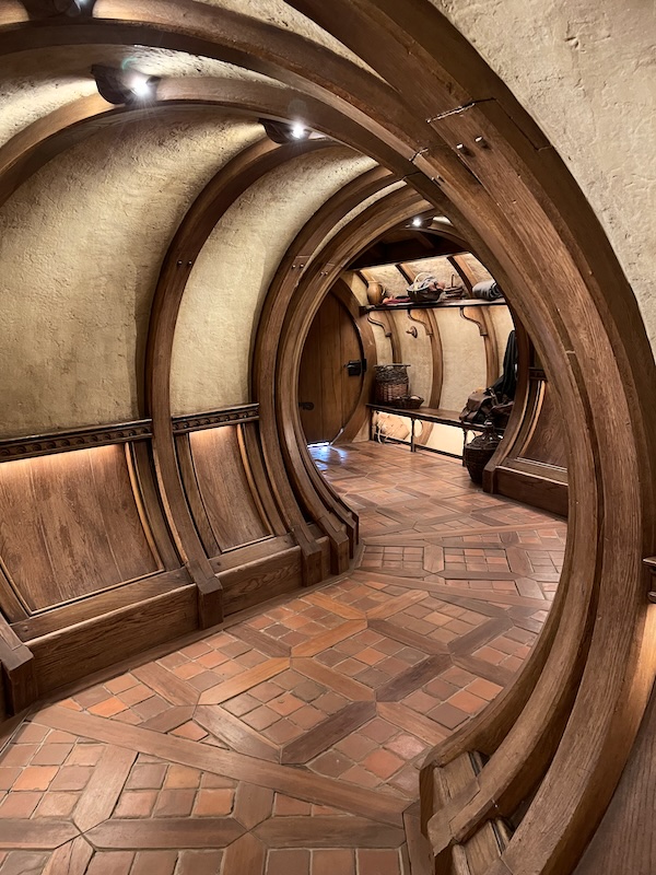 Circular walls to a twisting corridor.