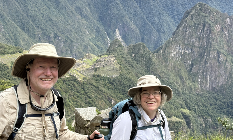Machu Picchu in the distance with us in the foreground