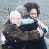 The Doctor, Bill and Nardole hugging from Twice Upon a Time.