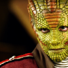 Close up of the face of a NuWho style Silurian.