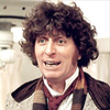 Head and shoulders shot of the fourth Doctor.