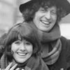 Black and White photo of the fourth Doctor and Sarah. His scarf round both of them.