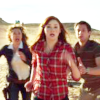 Amy, River and Rory from the Impossible Astronaut/Day of the Moon looking shocked.