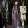Romana 1 and Princess Astra.  Full length.  Romana stands a bit behind Astra.