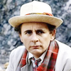 The seventh Doctor.  White coat.  Head and shoulders.