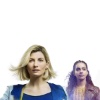 Thirteen and Yaz from a publicity image, lower half of icon top half white.