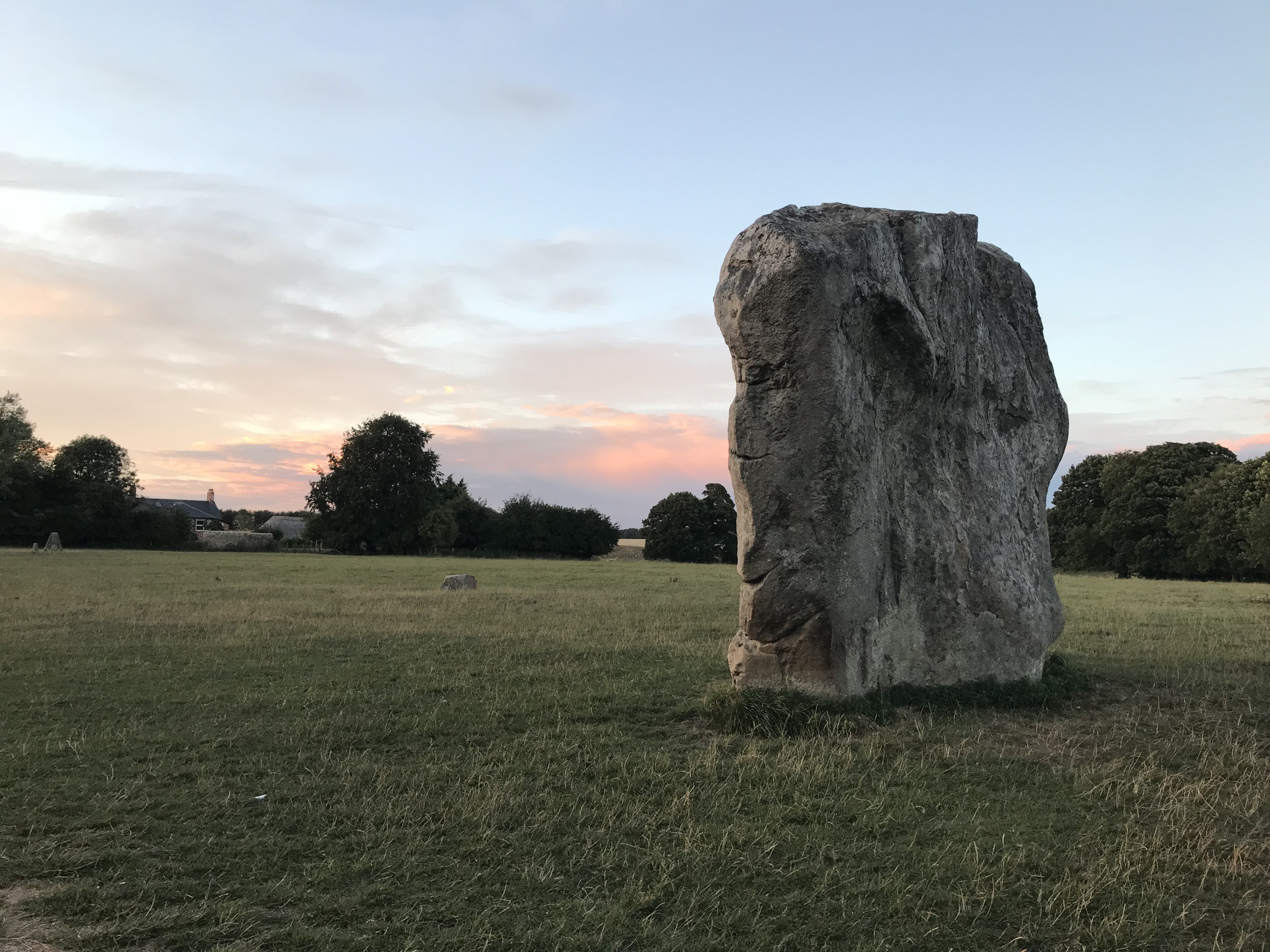Lone Standing stone against the sunset.