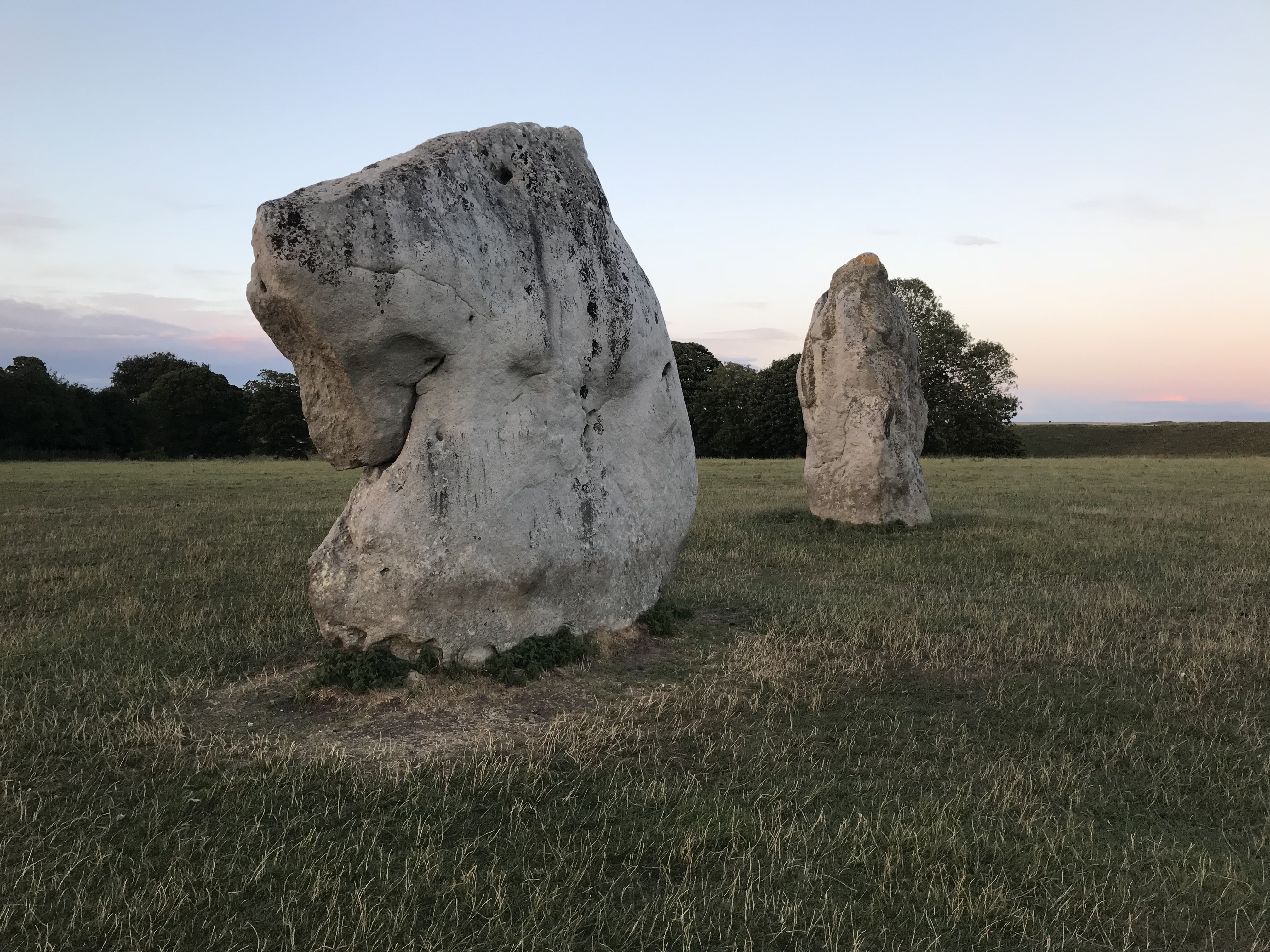 Two standing stones at Avebury.  The front one looks a bit like a horses head.