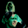 Black icons with photo negative type effect image of Jess within which you can see Ryan (from Primeval)